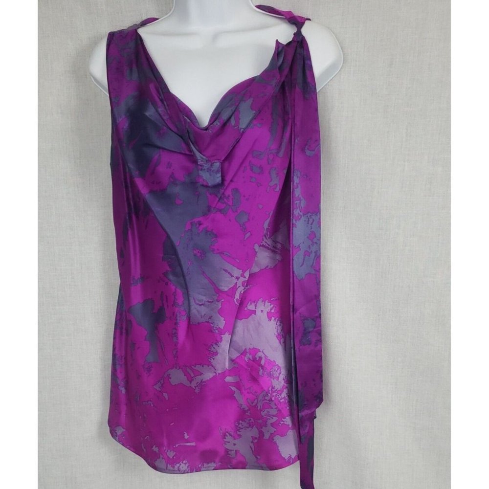 CAbi  *FIT to be TIED*  Silk Blouse - style 102 Purple/Magenta w/Side Bow-MEDIUM